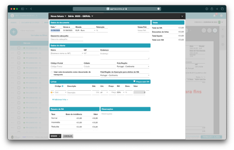 Interface do Módulo Faturação