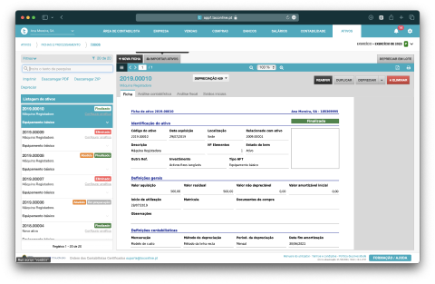 Interface do Módulo Gestão de ativos